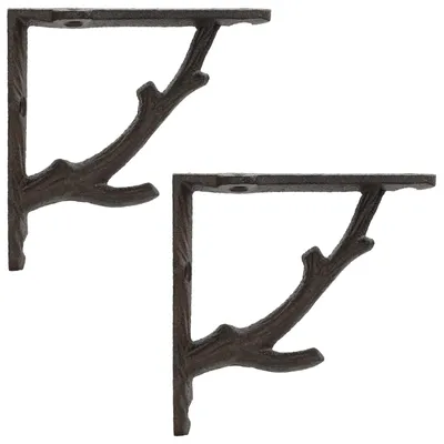 Productafbeelding van Wandplankbeugels, 2 stuks, antiekbruin, 10 x 10 x 3 cm, staal