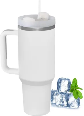 Image de ZREE 40oz Car Mug II Gobelet avec poignée en acier inoxydable, gobelet à eau transfrontalier, gobelet réfrigérant pour voiture, grande contenance, paille, gobelet de bar à glace