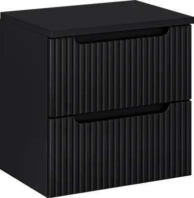 Immagine prodotto di Mobile Da Bagno 60 Cm Con Piano Nero Opaco E Due Cassetti