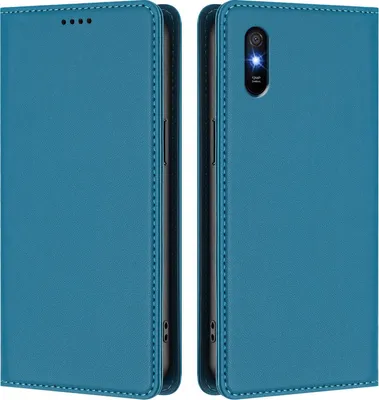 Image de Etui en cuir pour Xiaomi Redmi 9A, étui magnétique en cuirPolyuréthaneavec support Lake blue