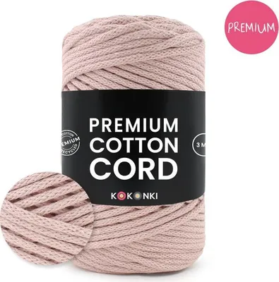 Produktbild von Premium Baumwollkordel 3 mm 100 m recycelt Altrosa 334 für Makramee und Häkelprojekte