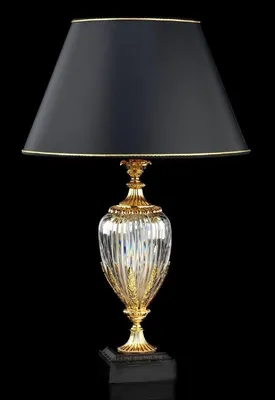 Produktbild von Casa Padrino Luxus Barock Kristall Tischleuchte Gold / Schwarz Ø 40 x H. 63 cm - Prunkvolle Barockstil Schreibtischleuchte - Edel & Prunkvoll - Luxus Qualität - Italy