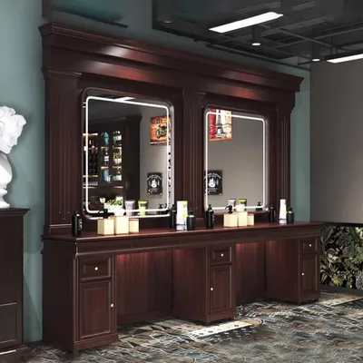 Produktbild von 360Home Massivholz Vintage Friseurladen Friseur Spiegel Tisch Rot