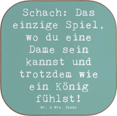 Produktbild von Mr. & Mrs. Panda Tassen Untersetzer Spruch Schach Dame und König - Meeresbrise - Geschenk, Sportart, Strategie, Glas, Schachbrett, Sportler, Tischuntersetzer, Denksport