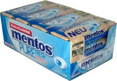Produktbild von Mentos Pure Fresh Kaugummi Zuckerfrei, Kiste mit 12x 31g Rollen