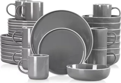 Produktbild von Belviano Serviesset – 32-teilig – 8 Personen – Essteller, tiefe Teller & Frühstücksteller – Grau – Keramik