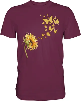 Produktbild von Schmetterling Sonnenblumen T-Shirt Garten Motiv Gärtner Geschenk Sommer – Burgundy / M