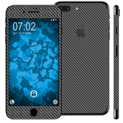 Produktbild von 1 x Carbonoptik-Folienset für Apple iPhone 7 Plus / 8 Plus grau PhoneNatic Schutzfolien
