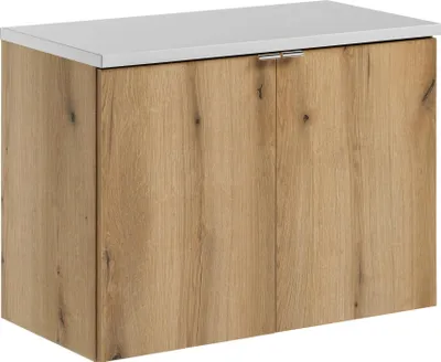 Zdjęcie produktu dla Szafka Łazienkowa 80 Cm Z Blatem Biały Mat Dąb  Evoke