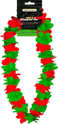 Image de Collier hawaïen Portugal vert et rouge - Taille unique