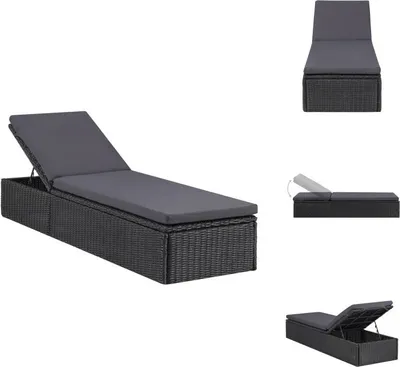 Obrázek produktu pro vidaXL Lehátko polyratanové černé a tmavě šedé - Lehátka na opalování