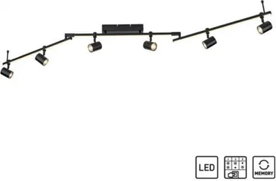 Zdjęcie produktu dla PAUL NEUHAUS BARIK Oprawa sufitowa LED 6xGU10 czarna, obrotowa, pamięć 3000K