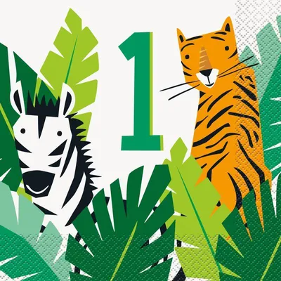Produktbild von Safari Party 16 Servietten 1. Geburtstag