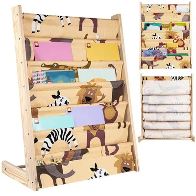 Immagine prodotto di Libreria per bambini, 7 ripiani, legno di pino, multicolore, 80 x 60 x 30 cm