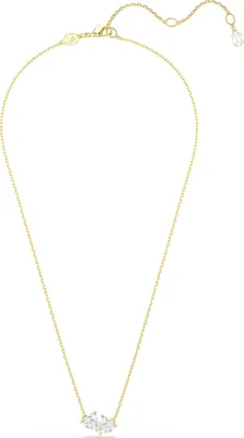 Produktbild von Swarovski Mesmera Halskette, Vergoldete Damenhalskette mit Kleinen Zwillingsherzen Zirkonia, Länge: 38-45 cm