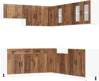 Produktbild von 11-tlg. Küchenschrank-Set Kalmar Altholz-Optik Holzwerkstoff