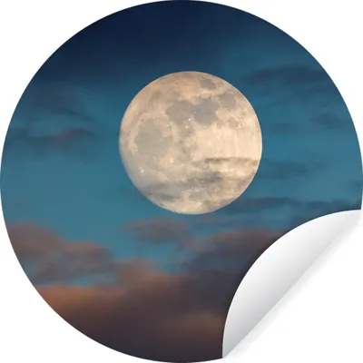 Produktbild von MuchoWow® Runde Wandtattoo - Wandsticker Tapete Aufkleber Mond - Wolken - Nacht Ø 100 cm Selbstklebend und Repositionierbar - Wandaufkleber - Kreis - Tapetenkreis - Wandbild rund - Schlafzimmerdekoration - Wanddeko - runde Tapete - Kunst für zu Hause
