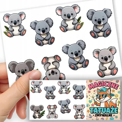 Image de TATOUAGES EPHEMERES POUR ENFANTS - Animaux Ours KOALA - 8 pcs