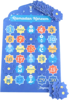 Produktbild von Orange85 Ramadan Kalender Mubarak Aftelkalender Blauw Sterren Orange85 Ramadan Kalender Mubarak Aftelkalender Blauw Sterne