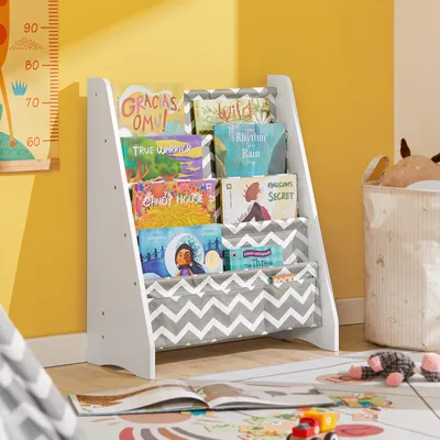 Produktbild von SoBuy KMB50-HG Kinder-Bücherregal Hängefächerregal Zeitungsständer mit 4 Ablagefächern Büchergestell BHT ca: 63x76x28cm
