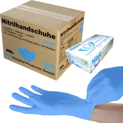 Produktbild von SFM ® SOFTLIGHTS : M Nitrilhandschuhe puderfrei F-tex blau (1000)