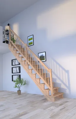 Produktbild von Holztreppe Lindos (Eiche) in gerader Ausführung-80 cm-Holz-Holz Design Geländer-ohne Setzstufen
