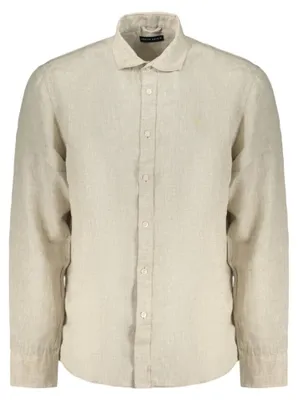 Produktbild von Beiges Kurzarmhemd für Herren mit Spreizkragen und Umweltfokus