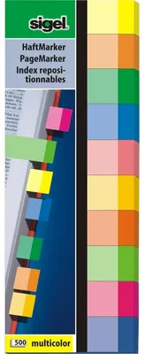 Produktbild von SIGEL HN682 Haftmarker, Papier, Multicolor, verschiedene Farben, 50x15 mm, 500 Streifen