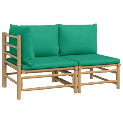 Image de vidaXL Ensemble de salon de jardin 2 pièces avec coussins verts en bambou