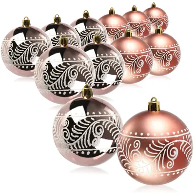 Produktbild von com-four® 12x Weihnachtskugeln, bruchfeste Kunststoff-Weihnachtsbaumkugeln für Weihnachten, Baumschmuck für den Weihnachtsbaum mit Anhängern
