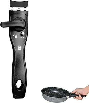 Produktbild von Universeller Topfgriff, ergonomischer Hitzeschutzgriff, abnehmbarer Hitzeschutzgriff, für Kochgeschirr, Wokpfanne, Topf (Schwarz)