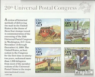 Produktbild von Briefmarken USA 1989 Mi Block22 (kompl.Ausg.) postfrisch Historische Postbeförderung