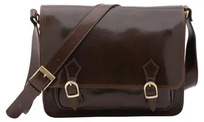 Image de Sac bandoulière pour femmes, en cuir véritable Vacchetta, fermeture magnétique, fabriqué en Italie