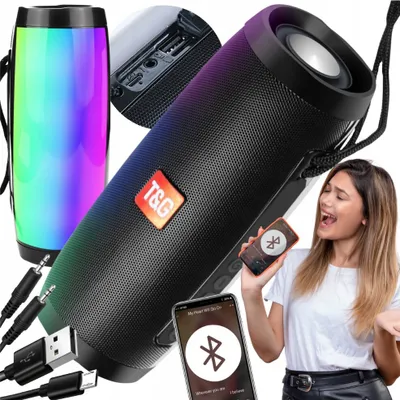 Produktbild von Boombox-Bluetooth-Lautsprecher 4.2 LED USB MP3 AUX FM 2X5W Stereo 3H Tragbar