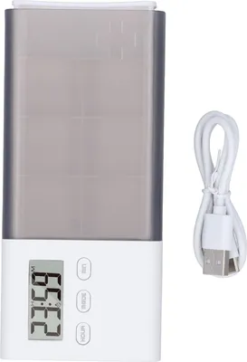 Zdjęcie produktu dla Cyfrowe pudełko na leki z alarmem - 5 przypomnień, wibracje i sygnał dźwiękowy, ładowane przez USB, podróżne pudełko na tabletki