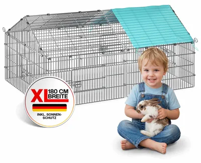 Produktbild von CADOCA® Freilaufgehege 180x75x75cm Sonnenschutz Auslauf Garten Kaninchenstall Hasenstall Kleintierauslauf Dachstoff Grün