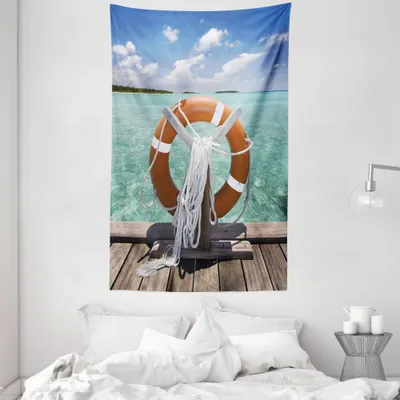 Produktbild von ABAKUHAUS Tropisch Wandteppich und Tagesdecke, Sommer Exotische Meer aus Weiches Mikrofaser Stoff Waschbar ohne Verblassen Digitaldruck, 140 x 230 cm, Mehrfarbig