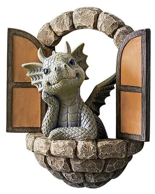 Produktbild von Drachenfiguren für den Garten, klein, aus Kunstharz, Gartenornament, Drachendekoration, Statuen für die Gartenmauer