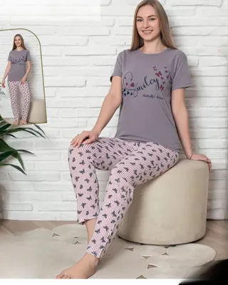 Image de Pyjama femme Gris M Court Ensemble 2 pièces C-86