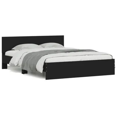 Image de vidaXL Cadre de lit avec tête de lit noir 140x190 cm