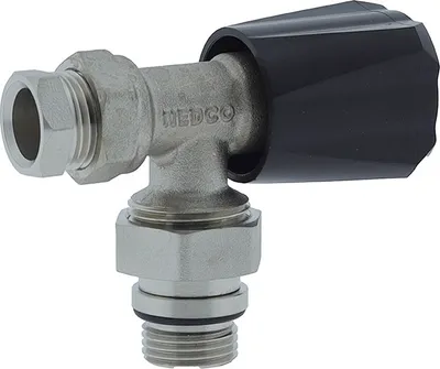 Produktbild von Heizkörperknopf 15mm gewinkelt mit 1/2 inchx15mm schwarzem Knopf