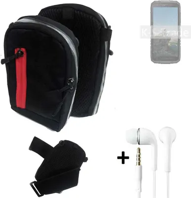 Produktbild von K-S-Trade Outdoor Gürteltasche Holster Umhängetasche + Kopfhörer kompatibel mit Doogee S41 schwarz Handy Tasche Case travelbag Schutzhülle