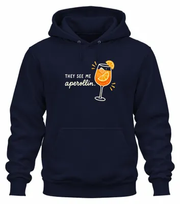 Imagen del producto de Aquí tienen: "Sudadera con capucha para mujer, estilo 'Aperol Spritz', color azul marino, talla XXL."