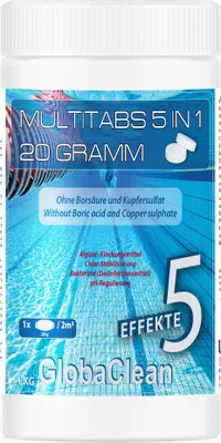 Produktbild von 1 kg Pool Chlor Multitabs 5in1 20g