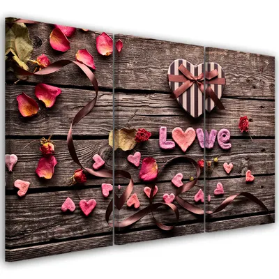 Produktbild von Triptychon auf leinwand sonstiges - rosa 120x80 cm Feeby rosa wandbild bereit zum aufhängen