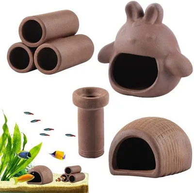 Produktbild von 4 Stück Aquarien-Keramikverstecke – Dekoration für Garnelen und Fische