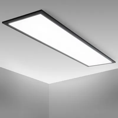 Image de B.K.Licht Panneau LED I 1 mètre I lumière blanche neutre 4.000 K I 22 Watt I 2.200 Lumen I pour salon, bureau, cuisine ou chambre I cadre noir I 1000x250x65 mm