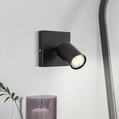 Produktbild von BRILLIANT schwarzer Wandspot JELLO | Deckenspot mit wechselbarem LED Leuchtmittel | 1x 4,5W 345 Lumen 3000 Kelvin | Metall