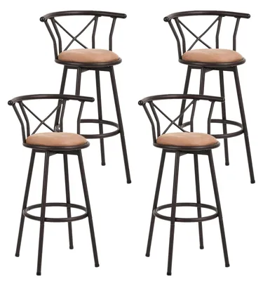 Barhocker-Set 4er, 360° drehbar, Sitzhöhe 77 cm, braun