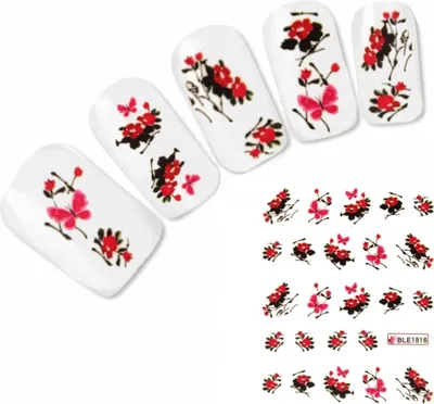 Produktbild von Nagel Sticker Nail Art Tattoo Schmetterling Blümchen Aufkleber Neu!